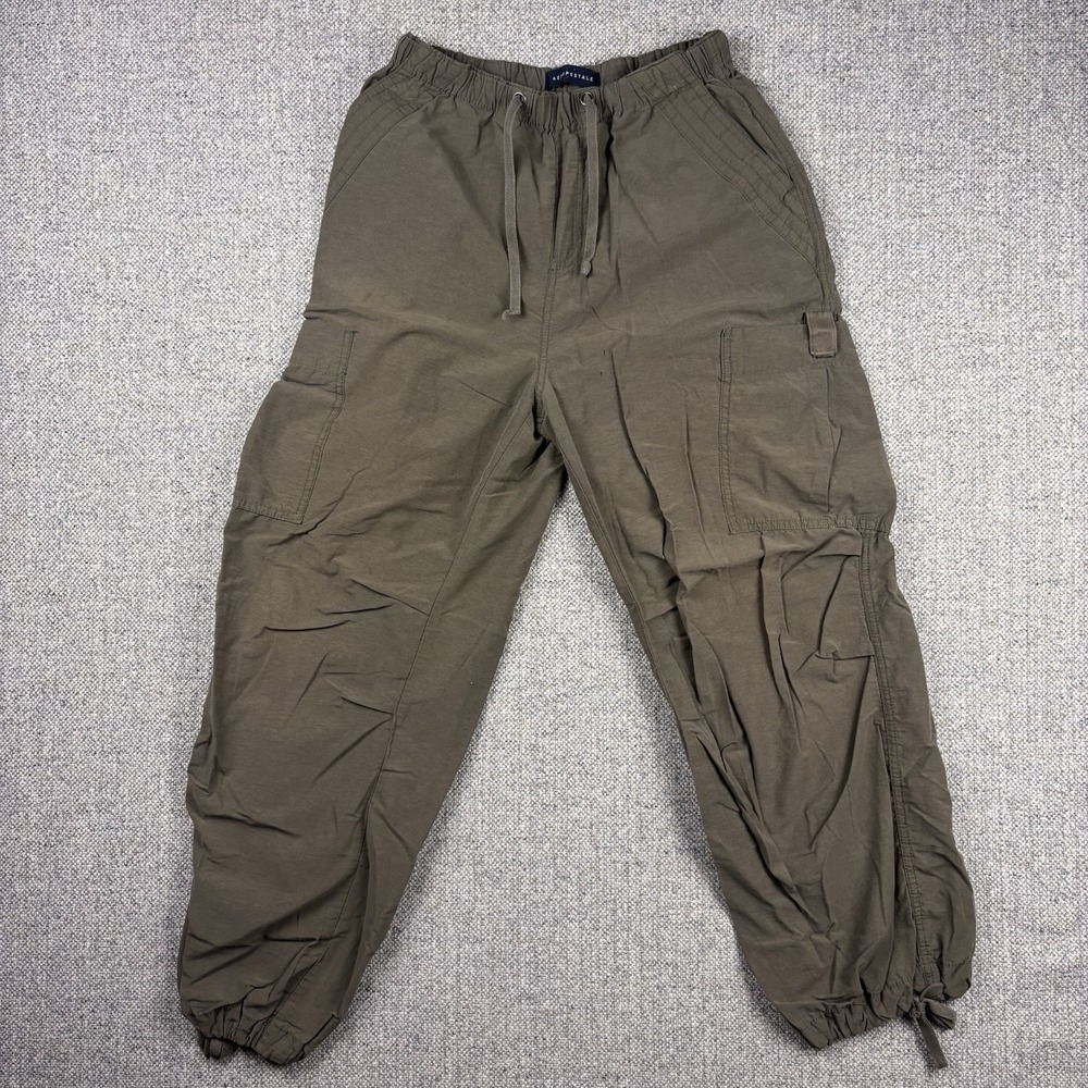 Aeropostale Parachute Cargo Pants Women's XS Green Nylon Blend Baggy Grunge Y2K